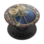 Steampunk Astrology Gears Clock Mechanisms Dials Night Sky PopSockets PopGrip - Support et Grip pour Smartphone/Tablette avec un Top Interchangeable