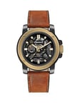 Ingersoll 1892 The Freestyle Automatic Mens Watch with Black Dial and Horween Brown Leather Strap - I14402, Tan, Men