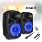 Bluetooth Karaoke Speaker Set with Vocal PA Microphone 8" Star LED Disco Lights