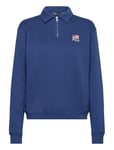 Flag & Logo Fleece Quarter-Zip Pullover Tops Sweat-shirts & Hoodies Sweat-shirts Blue Polo Ralph Lauren