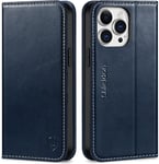SHIELDON Flip Case for Iphone 14 Pro Max 5G, Genuine Leather Folio Shockproof Ca