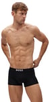 BOSS Mens Trunk Identity Logo-Waistband Trunks in Cotton, Modal and Stretch Black