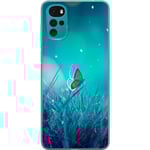 Motorola Moto G22 Transparent Mobilskal Blå fjäril
