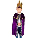 PRETEND TO BEE 1166_(3/7) Fancy Costume Set Cloak Crown for Kings & Queens | Quality Kids Fantasy Royal Outfits | Dress up for Girls & Boys | Unisex | Toddlers | 3-7 Years, Purple & Gold