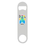 Rocket - Fly me to The Moon (pop Art Style Icons) Printed bar Blade with Bottle Opener - White Double Sided Print