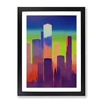 Paint Splash City Skyline No.4 Abstract Framed Print for Living Room Bedroom Home Office Décor, Wall Art Picture Ready to Hang, Black A2 Frame (62 x 45 cm)
