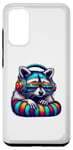 Galaxy S20 Colorful raccoon with headphones vintage colorful raccoon Case