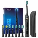 Fairywill Sonic Electric Toothbrush Tooth Brush with Travel Case 8 Brushes IPX7
