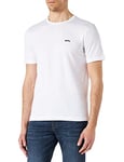 BOSS Mens Tee Curved Curved-Logo T-Shirt in Organic Cotton White