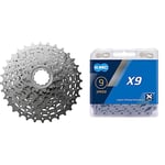 SHIMANO CASSETTE HG400 9 speed 11-34 & KMC Unisex's X9 Chain, Grey, 114 Link