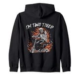 I'm Two Tired - Funny Scooter Pun Gag Skeleton In Flames Zip Hoodie