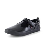 Kickers Junior Girl's Kariko T-Vel Leather School Shoes, Patent Black, 2 UK