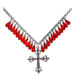 Widmann - Collier croix gothique avec goutte de Jupiter, collier, collier croix, bijoux fantaisie, gothique, Day of the Dead, Dia de los Muertos, Halloween