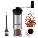 Manual Coffee Grinder Stainless Steel Portable Hand Crank Coffee Mill Grinder Ceramic Conical Burr with Adjustable Coarseness for Home, Office or Traveling