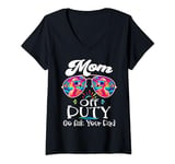 Womens Mom Off Duty Go Ask Your Dad Flamingo Sunglasses Mothers Day V-Neck T-Shirt