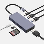 Hub USB C, Adaptateur USB C HOPDAY, Adaptateur multiport Double écran 7 in 1 avec USB C vers HDMI 4K, Port USB 3.0 USB-A/C, PD 100W, Lecteur de Cartes SD/TF, pour MacBook Pro/Air, iMac Pro, Dell/HP
