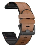 Tiera Garmin Fenix läder-silikon armband quick release brun 26 mm