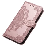 HAOYE Case for Samsung Galaxy S20+/S20 Plus Wallet, Mandala Embossed PU Leather Magnetic Filp Cover with Wallet/Holder [Flip Stand/Card Slot]. Rose Gold