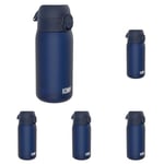 Ion8 Kids Water Bottle, 350 ml/12 oz, Leak Proof, Easy to Open, Secure Lock, Dishwasher Safe, BPA Free, Carry Handle, Hygienic Flip Cover, Easy Clean, Odour Free, Carbon Neutral, Navy Blue (Pack of 5)