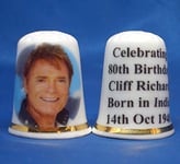 Birchcroft Porcelain China Thimble - Cliff Richard 80th Birthday
