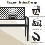 Trädgårdsbänk väderbeständig metallbänk för 2-3-sits parkbänk med ryggstöd och armstöd 127 x 62 x 86 cm svart