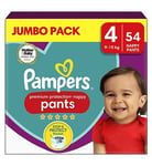 Pampers Premium Protection Nappy Pants Size 4, 54 Nappies, 9kg - 15kg, Jumbo+ Pack