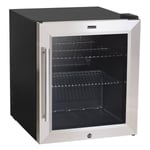 Baridi 50L Tabletop Drinks Fridge, Mini Beer Cooler, Glass Door, Stainless Steel