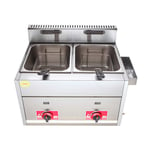Commercial Deep Fat Fryer 12L Gas Fryer Large Capacity Double Fryer Stainless Steel LPG Fryer with 2 Baskets and Lids for Home Kitchen Restaurant
