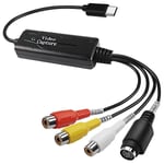 RCA AV till USB-C-omvandlare Videoupptagningskort Adapter 1 kanal AV NTSC PAL Video S-Video/Komposit till USB-omvandlare - XinHan
