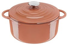 Tefal LOV Enamelled Cast Iron Casserole Dish with Lid, 25cm, 5.0L, Dutch Oven, All Hob Types, Cast Iron Pot, Cooking Pots, Dishwasher Safe, Terracotta, E2600404