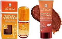 Erborian - Routine Red Pepper, Soin visage teint éclatant - Duo masque visage 50 ml et Super Serum 30 ml à l'extrait de piment - Soin Cosmétique Coréen