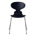 Fritz Hansen - Myran 3101 färgad askfanér stålstativ silvergrå midnight blue - Matstolar - Arne Jacobsen - Metall
