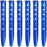 6 st Tältpinnar Metall Heavy Duty Sandpinnar Snötältpinnar U-formade Campingpinnar Aluminium Markpinnar Tältnaglar för Camping Picknick Strand Blue