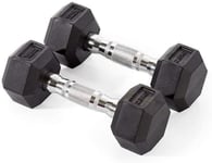 York Fitness Rubber Hex Home Gym Free Weights Dumbbell Equipment Set, 10 Kg