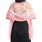 Kvinnors blommiga spets sjal med tofsar, mjuk mesh frans wraps för bröllop kväll festklänningar, 185*65 cm