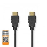 NEDIS Câble HDMI ™ haute vitesse avec Ethernet | Connecteur HDMI™ | Connecteur HDMI™ | 4K @ 60Hz | 18 Gbps | 0,50 m | Rond | PVC | Noir | Sac en plastique