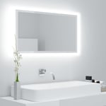 vidaXL badeværelsesspejl LED-lys 80x8,5x37 cm spånplade hvid højglans