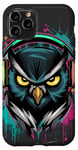 iPhone 11 Pro Owl Beats - Vibrant Owl with Headphones Music Lover Case