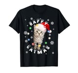 British Shorthair Kitten Happy Catmas Xmas Cat Santa Hat T-Shirt