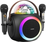 Karaoke Machine with 2 Wireless Mics | Portable Bluetooth Speaker, Disco Ball