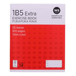 WS Exercise Book 1B5 7mm Ruled 50 Leaf Red Red Mid