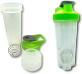 DFL Set Of 2 Sports Shaker Bottles 700ml With Air-Tight - Snap-Lock Closure, Bottle Mixer Ball Blender Whisk - Ideal for Protein Shakes, Smoothies and More - BPA Free