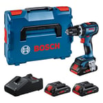 Bosch Professional 18V System Cordless Impact Drill GSB 18V-90 C (2,100 RPM, brushless Motor, incl. 3X 4.0 Ah ProCORE Batteries, Charger GAL 18V-40, in L-BOXX)