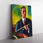 Big Box Art Self-Portrait by Henry Lyman Sayen Canvas Wall Art Print Ready to Hang Picture, 76 x 50 cm (30 x 20 Inch), Blue, Green, Yellow