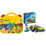 LEGO 10713 Classic Creative Suitcase, Toy Storage Case With Fun Colourful Building Bricks, Gifts 4 Plus Year Old Kids, Boys & Girls & 60383 City Electric Sports Car Toy, Christmas Treat