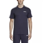 Adidas Mens Essential 3 Stripe T Shirt Top Navy Blue White UK Size Medium DU0440