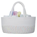 Baby Diaper Caddy Organizer Storage Basket White&rainbow