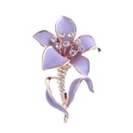 Lila Blomma Emalj Pin Kristall Rhinestone Blomma Broscher Kvinnor Bröllop Fest Casual Brosch Pins Smycken Gåvor Till Vän