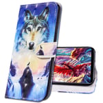 MRSTER Samsung A40 Case Leather, Flip 3D Premium Soft PU Leather Wallet Cover with Stand Magnetic Card Holder Shockproof Protective Case for Samsung Galaxy A40. CY Sunrise Wolf