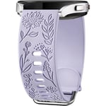 Solrosgraverad rem kompatibel med Samsung Galaxy Watch 7 6 5 4 40mm 44mm kvinnor, 20mm mjukt silikonband för Galaxy Watch Lavender
